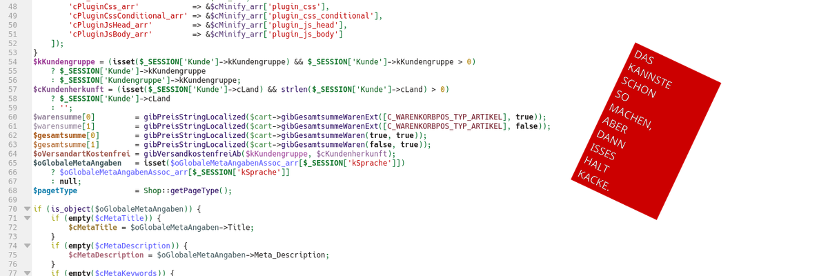 Selbst mit Syntax-Highlighting wird Quellcode nicht unbedingt schön.