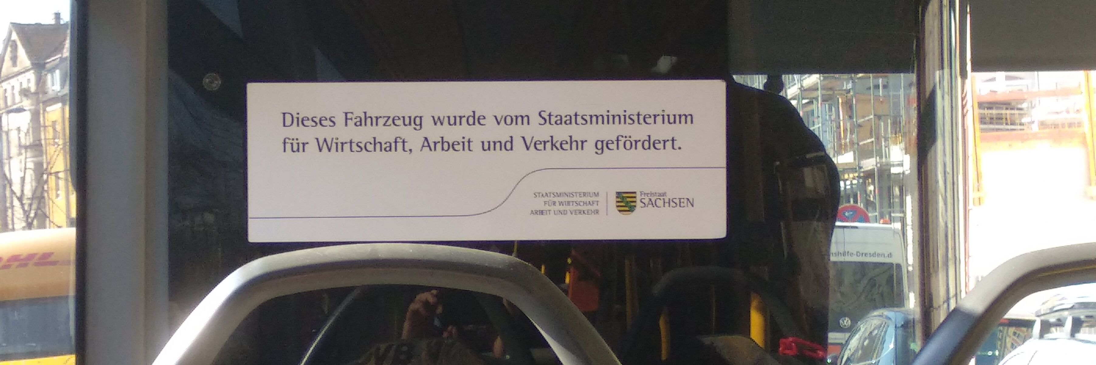 Dieser Bus wurde vom Staatsministerium f&uuml;r Wirtschaft, Arbeit und Verkehr gef&ouml;rdert Freistaat Sachsen